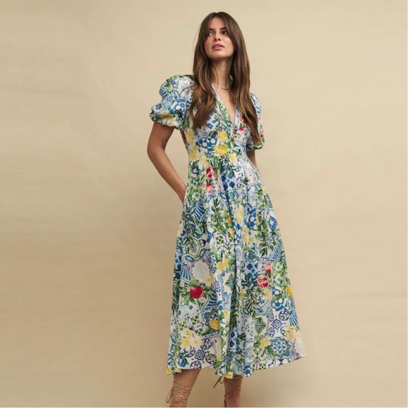 NWOT Nobody’s Child Starlight Tile Print Midi Dress - Picture 3 of 9